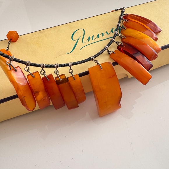 Vintage Baltic Amber Necklace Butterscotch Honey 875 Silver Chain USSR Soviet 老琥 - Picture 5 of 10